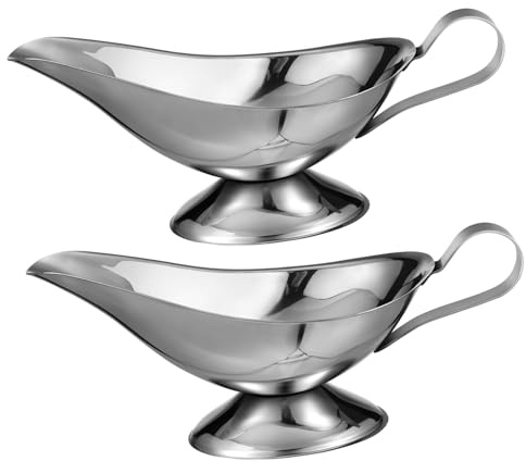 KOCKSHION 2piezas Barco De De Acero Inoxidable Salsera De Metal Con Separador De Salsa Para Cocina Para Servir Salsa Eventos
