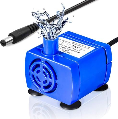 CYTGOUPER 1,6 L Haustier Wasserpumpe, Leise 12v Niedriger Stromverbrauch Pumpe Katzenbrunnen, Auslass OD 10,7mm ID 7,5mm Ersatzpumpe Katzenbrunnen mit 1,8m Kabel für Katzen