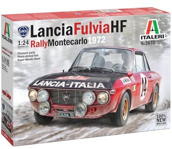 Italeri 3670 Lancia Fulvia HF Rally Monte Carlo 1972, scala 1:24, Plastic Model Kit/Modello in plastica da montare