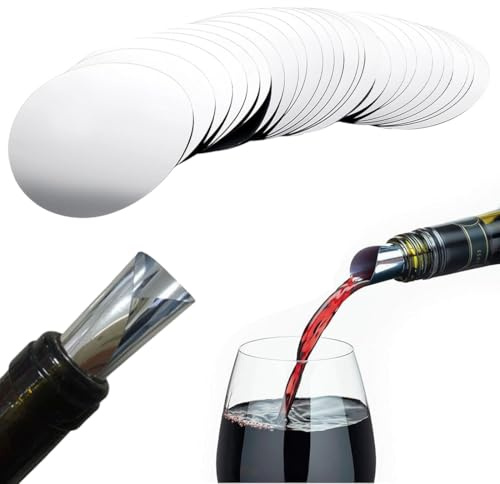 JEYORZY 24 Pcs Stop Goutte Vin,Stop Goutte Bouteille Vin,Anti Goutte Vin Disque,Becs Verseurs Vin en Aluminium Réutilisables, Anti Goutte Aluminium Foil pour Restaurants, Bars, Clubs