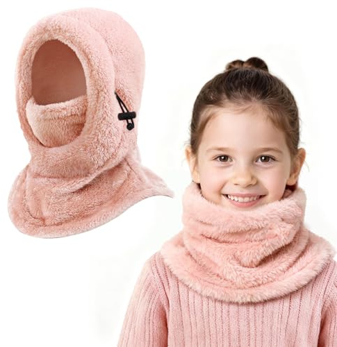 AYPOW Cagoule d'hiver Thermique pour Enfants 4-9 Ans, Multifonction Coupe-Vent Réglable Masque de Ski, Bonnet en Polaire Chaude, Casquette Cache-Cou Tour de Cou écharpe pour Garçons Filles Plein Air