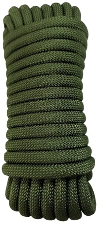 HUtzpah Statisches Kletterseil 10mm 30m olivgrün mit geringer Dehnung | Hochwertiges Nylon bis 2200 kg Tragkraft, robust für Notfälle, Camping, Wandern, Angeln und Rettung