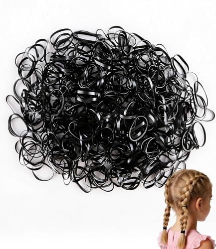 Lafefe 500pcs Small Elastic Hair Bands, Hair Bands Suitable for Women and Children With Braided Hair - Black