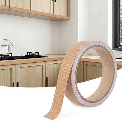 Aovanta 10m x 25mm Melamine Edge Banding Self Adhesive, Furniture Edge Tape, Edging Strip Veneer Trim for Laminate Cabinets, Furniture, MDF, Plywood, Shelving, No Iron Needed, Wood