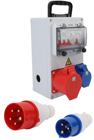 Handheld Industrial Socket Distribution Box Durable Portable Electrical Breaker Outlet Box for Construction Sites Warehouses Factories ABS Material 250x150x100mm