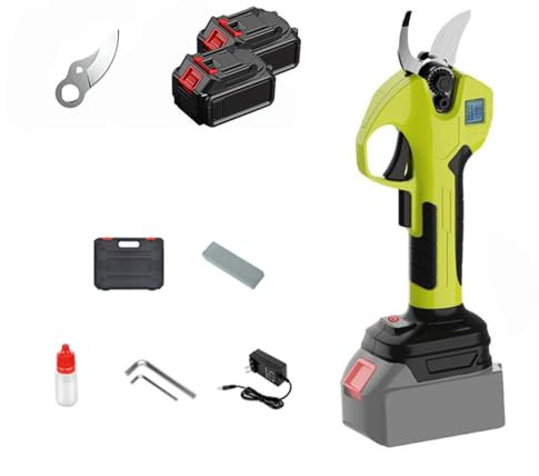 Cordless Electric Pruning Shears, 21V, LCD Screen, Electric Secateurs with Storage Box, Cordless Garden Secateurs for Tree Trimming(B)