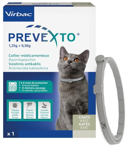 Virbac Prevexto Collier Anti Puces et Tiques pour Chat (38 cm) | Antiparasitaire Protection Longue Durée* Puces et Tiques