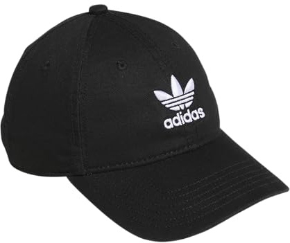adidas Originals Kids-Boy's/Girl's Washed Cotton Relaxed Fit Strapback Cap, Black/White, One Size