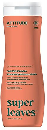 ATTITUDE Shampooing Protecteur de Couleur, Certifié EWG Verified, Cheveux Colorés, Origine Naturelle, Végane, Extrait d'Huile d’Avocat & Grenade, Parfum Melon & Fleur de Pêcher, 473 mL