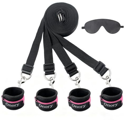 Onory BDSM Sex Toys & Games Bondaged Kit Sex Set Eye Mask Blindfolds Soft Wrist and Ankle Handcuffs Straps Rope Bondage Restraints for Adults Couples Bed Sex