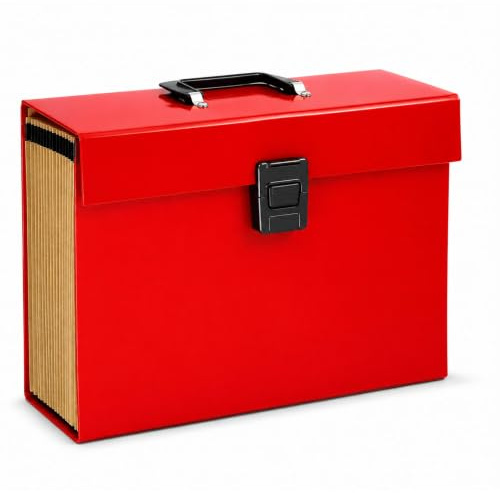 ADEPTNA Highly Durable 19 Pocket Expanding Box File Organiser A4 Paper Folder Case - Perfect for Home School Office Use (RED)