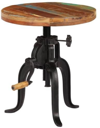 vidaXL Beistelltisch 45x(45-62) cm Altholz Massiv und Gusseisen