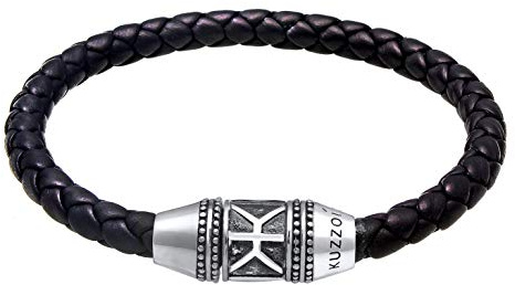 Kuzzoi Buddha Herren Lederarmband 29 mm in schwarz geflochten | Armband mit Magnet-Verschluss 925 Silber breit Länge 19 - 23cm