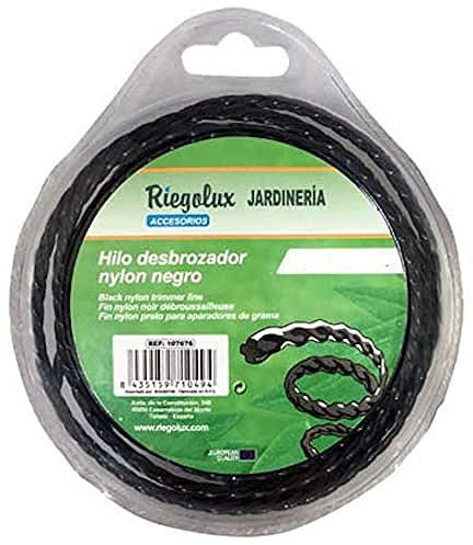 Riegolux Filo per decespugliatore elicoidale in Nylon, Nero, 4 mm x 15 m, 107679