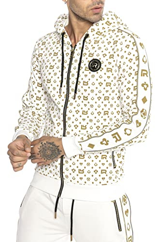 Redbridge Designer Hoodie – Bedruckter Zip-Hoodie mit Kapuze und Allover-Muster – Streetwear Sweatjacke mit Reißverschluss im Luxus-Stil