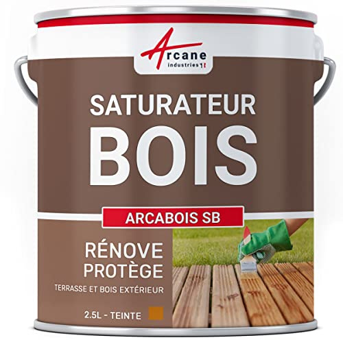 Saturateur Bois Terrasse et Bardage Extérieur 2.5 L Pin D?Oregon | Hydrofuge Terrasses, Bardages, Bois Extérieur, Nourrit, Aspect Mat Naturel, Anti-Uv, Huiles Naturelles - Arcane Industries