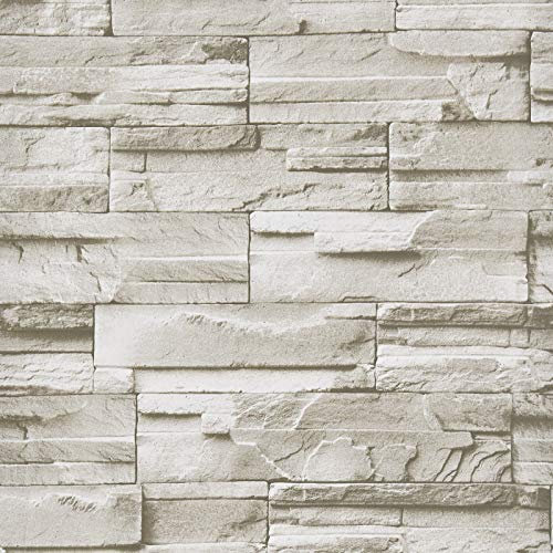 Wenmer Beige Steintapete 45 cm x 1000,8 cm 3D-Tapete Kunstziegel-Tapete strukturierte Steintapete Ziegelsteintapete selbstklebend entfernbare Tapete für Küchenrückwand Wände