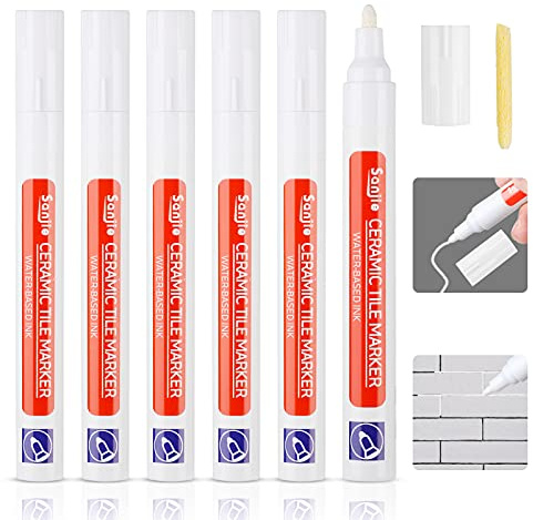 DONQL 6Pcs Grout Pen, White Tile Pen with Replacement Nib Tips | Anti-Grout Tile Paint Marker for Restoring Tile, Grout Reviver Wall, Floor, Bathroom, Kitchen, and Tiles Waterproof