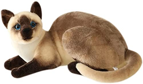 nonotse Toys Soft Toys Stofftiere Katze getigertes Stofftier Plüsch Realistisches Leben wie kleine Katzen Niedliches Plüschspielzeug für Haustier (Siamkatze, 30cm)