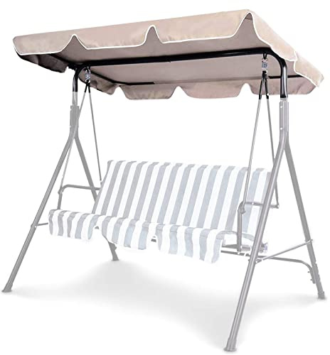 NBCV Replacement Canopy for Swing Seat 2 & 3 Seater Hammock Cover Top Garden Outdoor, Replacement Canopy Top Cover With 4 Reinforced Corner Pockets, Waterproof,Beige,195x125x15cm