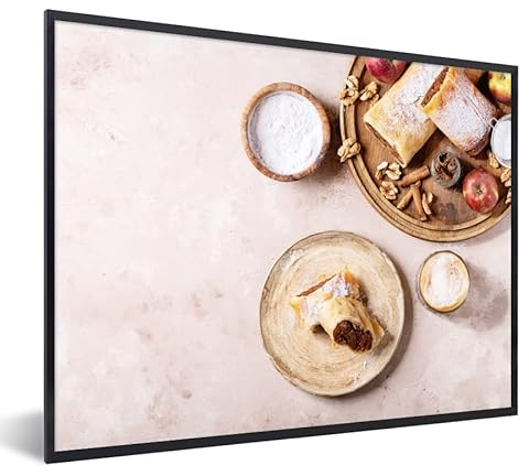 MuchoWow Poster encadré Pâtisserie - Épices - Fruits - Apfelstrudel Tableau deco avec cadre 40x30 cm affiche decoration murale