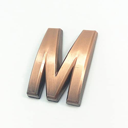 Selbstklebende 3D Hausnummern 50mm 0-9 Buchstabe A-Z Strichschild Moderne Rote Bronzefarbe Türnummer Adresse Ziffern 3M-Aufkleber Schild ABS-Galvanik, für Hotel Apartment Briefkasten (M)