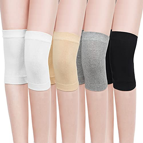Geyoga 4 Pairs Knee Warmers Leg,White, Black, Nude Color, Gray,Large