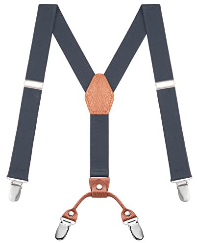 Buyless Fashion Verstellbare Hosenträger für Kinder – 26 elastische Träger 1 – Leder Y-Form Rückseite – 5151 - Denim-Blue