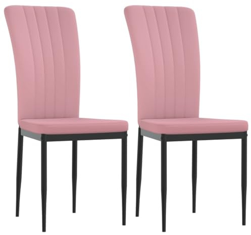 vidaXL Esszimmerstühle 2 STK., Esszimmerstuhl Hochlehner, Essstuhl Küchenstuhl Eisenrahmen, Polsterstuhl Stuhl für Esszimmer Küche, Rosa Samt