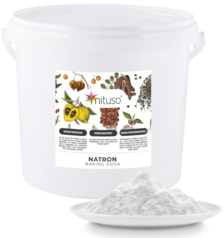Mituso Natron Pulver 5kg Eimer Lebensmittelqualität E500ii - Backpulver Großpackung Natriumhydrogencarbonat - Baking Soda Haushaltsreiniger zum Putzen Backen Umweltfreundlich | mituso