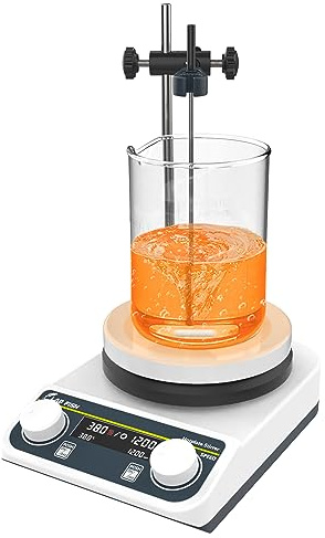 LAB FISH Agitateur Magnétique Chauffant 280°C Numérique Sonde 3L Rond | Précision ±1°C, double mesure température, chauffage uniforme, moteur sans balais, protection surchauffe, compact