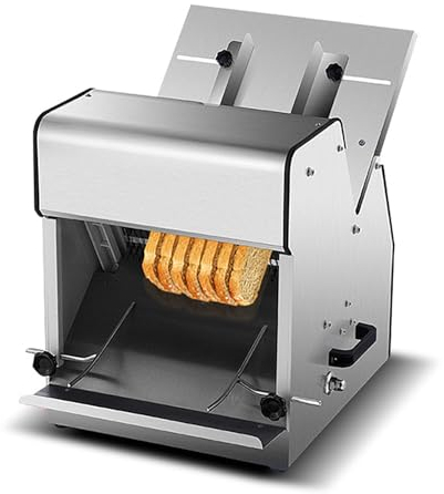 ESASAM Machine à Couper Le Pain électrique, trancheuse de charcuterie en Acier Inoxydable de 12 mm avec 31 nombres Maximum de tranches, épaisseur de Pain réglable, Tranche Uniforme et Nette