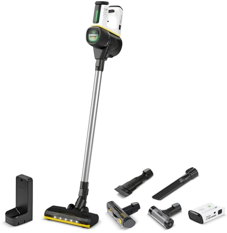 Kärcher Akku-Staubsauger VC 7 Signature Line, 2 Saugstufen, Laufzeit: bis zu 60 min., Gewicht: 2,6 kg, inkl. 25,2 V Akku, Wandhalterung mit Ladefunktion, Boden- und Fugendüse, weiß