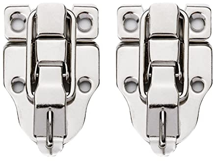 Antique Toggle Catch Latch Clasp, Retro Style Metal Box Buckle for Tool Boxes Jewelry Antique Duckbilled Hasp Latch Catch with Padlock Hole for Wooden Box Crafts(Silver)