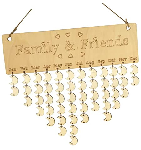 HOODANCOS Familiengeburtstagskalender Geburtstagserinnerung Wandbehang Papa Etiketten Weihnachts-Tags Kalender aus Holztafel Kalender zur Geburtstagserinnerung Der Kreis Plakette Startseite