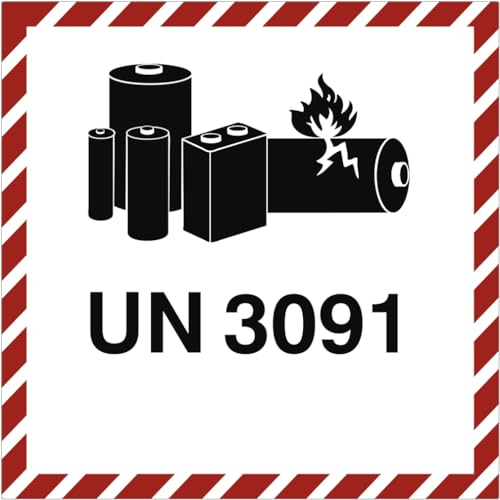 Dreifke® Gefahrzettel LITHIUM METAL BATTERY UN 3091, Folie, 100x100 mm
