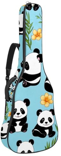 Akustikgitarre Tasche Universal Tasche für 40/41/42 Zoll mit Zubehörfach Cute Panda auf Blau, mehrfarbig, 42.9x16.9x4.7 in, Gitarrentasche