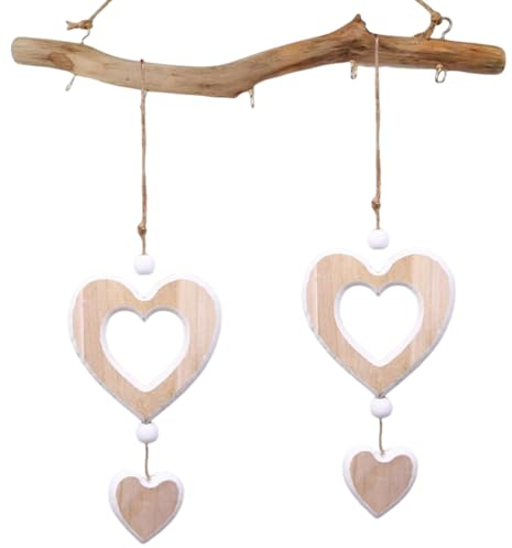 Sctmda Pendenti Cuori Legno Ornamenti 2 Pezzi Cuore Legno da Appendere Pendenti Cuori Legno Decorativo Cuori in Legno Ciondoli Forma di Cuore in Legno Decorazione per Casa Finestra Regalo Fai da Te