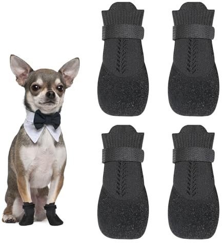 4 Stück Hundeschuhe Pfotenschutz Hunde Schuhe Outdoor atmungsaktiv Hundeschuhe Hundesocken Anti Rutsch für Füße mit Einer Breite von ca. 4,9 cm L