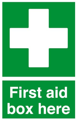 Cassetta di pronto soccorso qui – cartello di sicurezza – cartello DAE, adesivi di pronto soccorso, kit di pronto soccorso, in alluminio Dibond da 3 mm, per uso interno/esterno (200 mm x 150 mm),