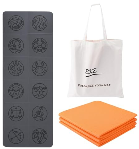 EKE Falt-Yogamatte, Faltbar, reise Leicht und Tragbar, Ideal für Yoga, Pilates, Fitness, Sport, Training, inklusive Canvas-Tragetasche