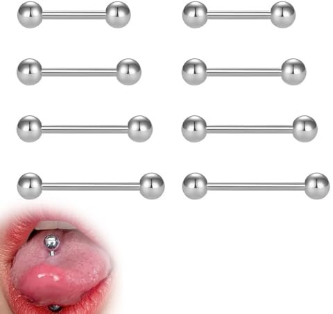 SULIUDAJI Zungenpiercing, Brustwarzenringe, 14 g, Edelstahl, Barbell, Piercing, Schmuck, 12-16 mm