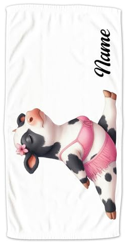 GRAZDesign Handtuch mit Namen personalisiert lustige Kuh Yoga für Yoga Lehrerin, Trainerin Yogahandtuch - 140x70cm