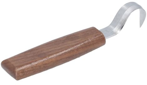 Walfront Wood Carving Too Walnut Handle Stainless Steel Blade for Spoon Making Woodworking Projects with Flat Handle Bend Blade and Large Leather Case