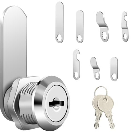 AiQInu Serratura per Cassetta Postale, Blocco per Armadietto 20 mm, con 7 Diverse Lamelle di Serratura e 2 Chiavi, per Cassette delle Lettere, Vetrina, Porte Armadi, Cassetti