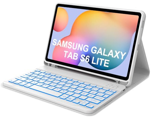 OCCTINGKIND-10 Zoll Kabellose Bluetooth Tastatur für iPad/Android-Tablets, Deutsches Layout QWERTZ, Hintergrundbeleuchtung, Für iPad/Samsng Galaxy Tab/Lenovo Tab/Xiaomi Pad/Redmi Pad, Weiß