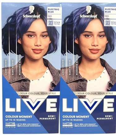Schwarzkopf LIVE Ultra Bright Hair Dye, 095 Electric Blue Pack of 2