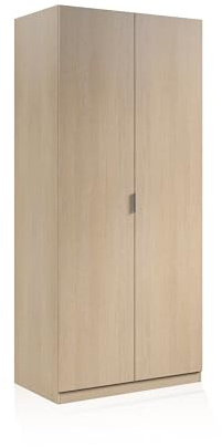 duehome | Armario Ropero 2 Puertas, Armario Habitación, Dormitorio, Modelo Astra, Acabado en Color Roble, Medidas: 81 cm (Ancho) x 180 cm (Alto) x 52 cm (Fondo)