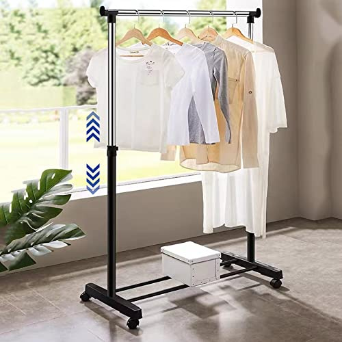 Vivo Technologies Free Standing Clothes Rail on Wheels Adjustable Mobile Tidy Clothing Coat Garment Clothing Hanging Rails Rack Portable Display Storage Stand Castors for Bedroom