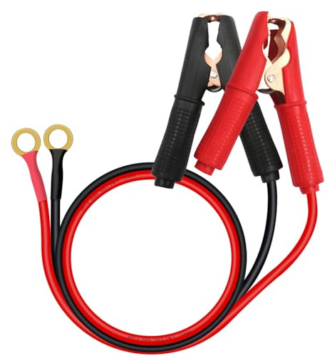 HuaLiSiJi Pinzas Cable Bateria 12V 24V Pinzas Cocodrilo Cargador Bateria 12AWG 30A Pinzas de Cocodrilo con Cable, Material de Cobre Puro con Fundas Aislantes (1 m)